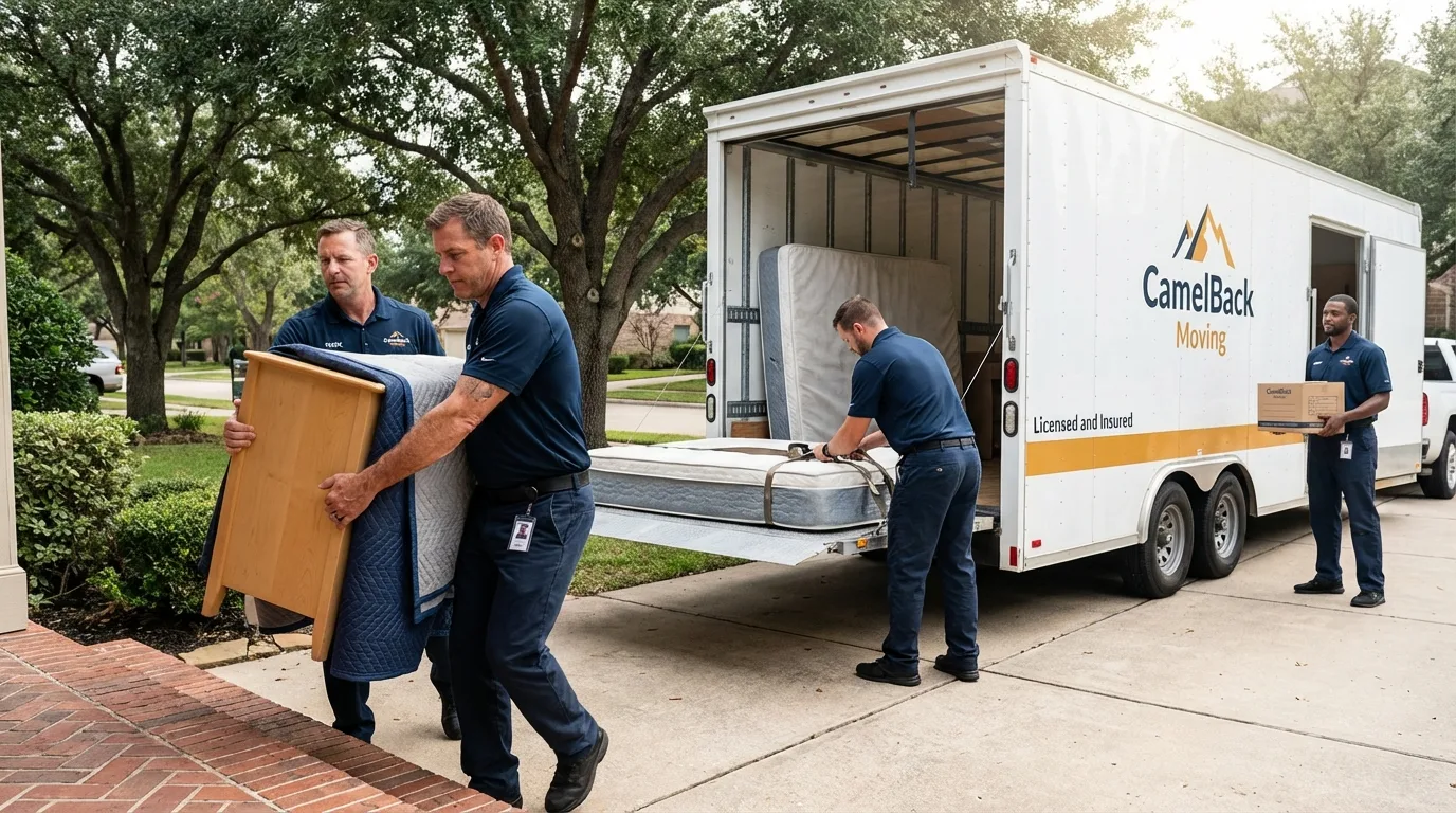 Crew loading residential truck for cross-state move from Pepeekeo, HI