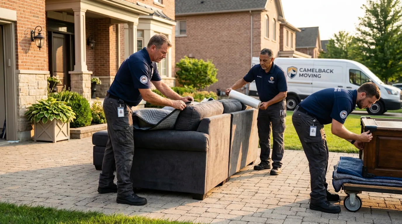 Large estate moving crew wrapping furniture in Pepeekeo, HI